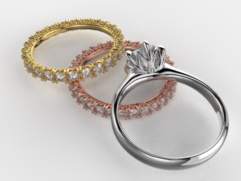 Engagement SOL and two wedding rings - printable STL Model Cetak 3D