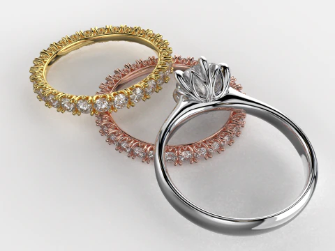 Engagement SOL and two wedding rings - printable STL 3D Print Model