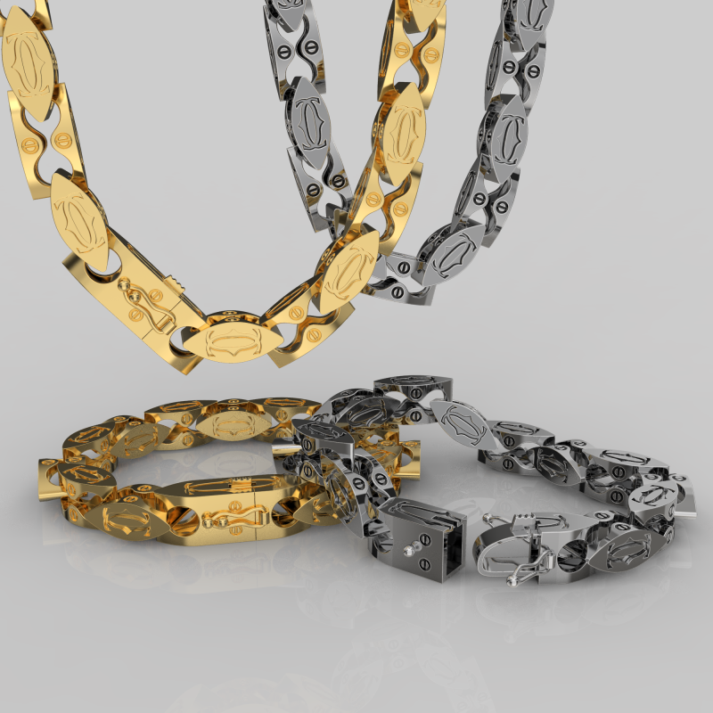 Jewelry Lock box and link 8mm chain or bracelet printable STL 3D 프린트 모델 .c4d .max .obj .3ds .fbx .stl .blend