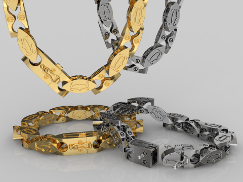 Jewelry Lock box and link 8mm chain or bracelet printable STL 3Dプリントモデル