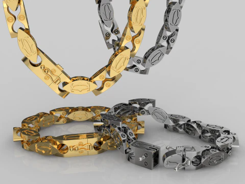 Takı Kilit kutusu ve bağlantısı 8 mm zincir veya bilezik yazdırılabilir STL 3D Baskı Modeli