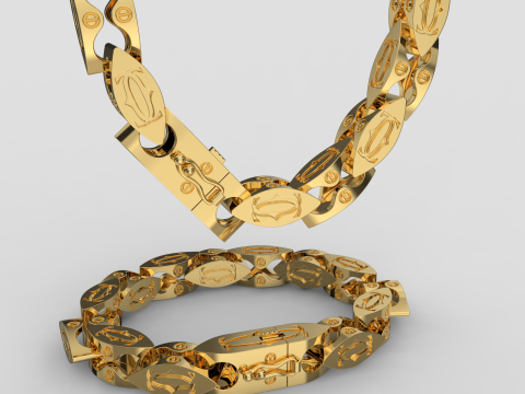 Jewelry Lock box and link 8mm chain or bracelet printable STL 3D 프린트 모델