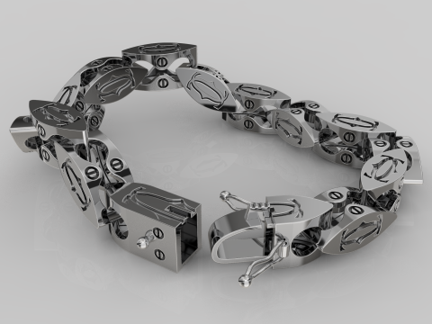 Jewelry Lock box and link 8mm chain or bracelet printable STL 3D 프린트 모델