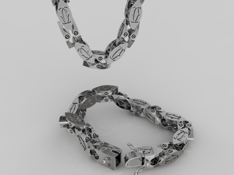 Jewelry Lock box and link 8mm chain or bracelet printable STL 3D 프린트 모델