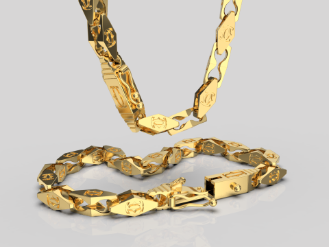 Jewelry Lock box and tracery link 5mm chain or bracelet printable STL 3Dプリントモデル