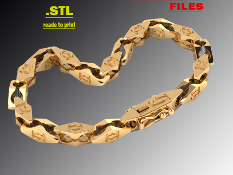 Jewelry Lock box and tracery link 5mm chain or bracelet printable STL Model Cetak 3D