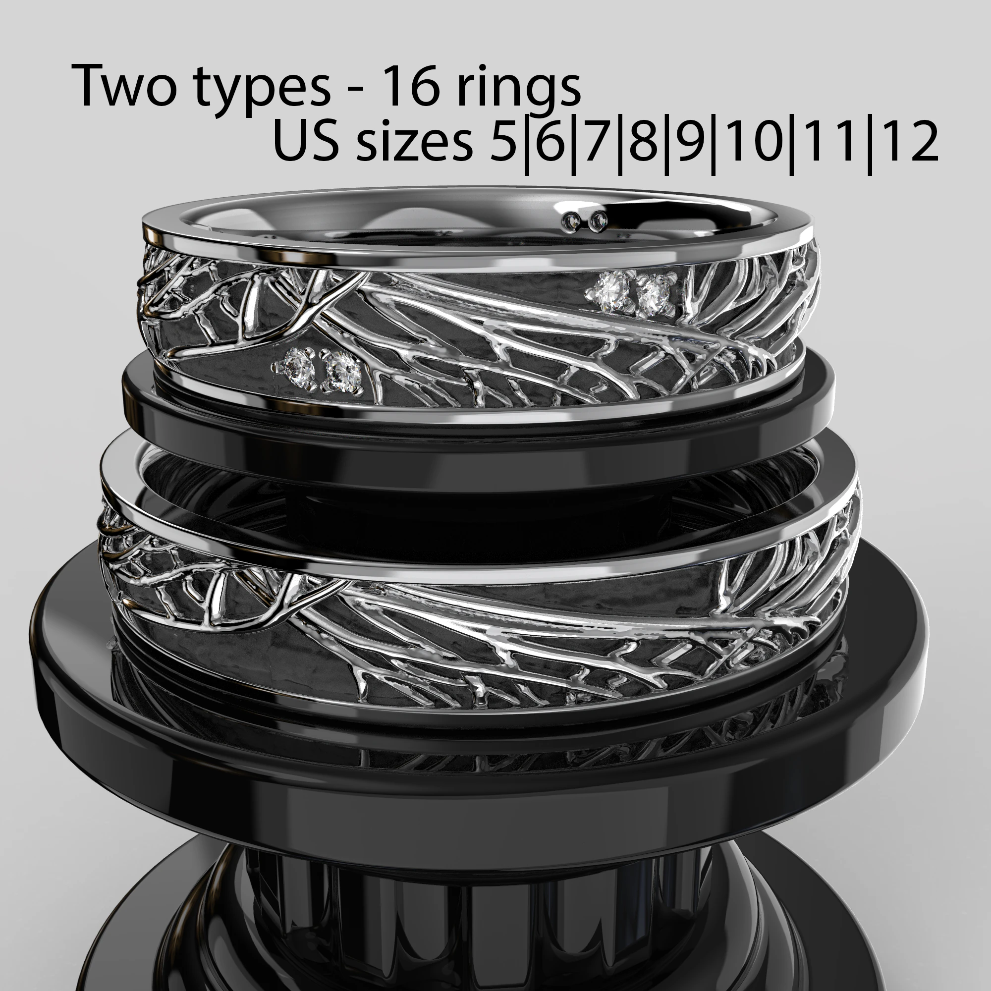 Jewelry wedding ring tree branch Printable STL 5-12 US sizes 3D Print Model .c4d .max .obj .3ds .fbx .stl .blend