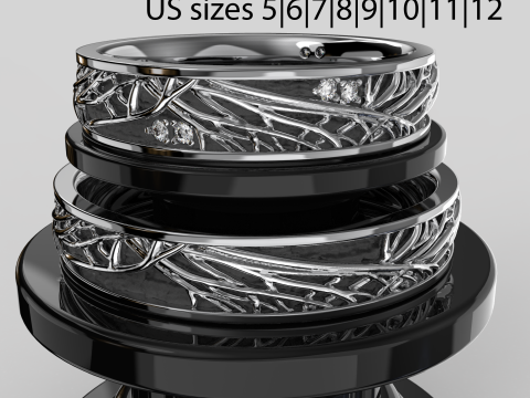 Jewelry wedding ring tree branch Printable STL 5-12 US sizes 3D Print Model