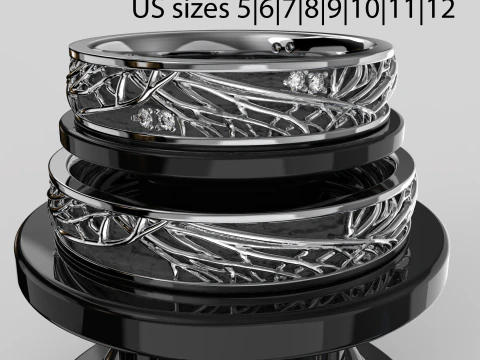 Ювелірні вироби обручки гілка дерева для друку STL 5-12 розмірів США 3D Принт Модель