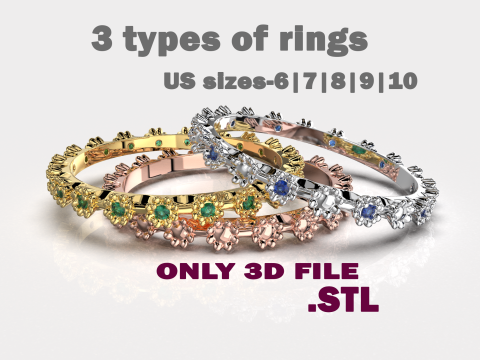 Printable wedding ring flower ring 6-10 US sizes 3D Принт Модель