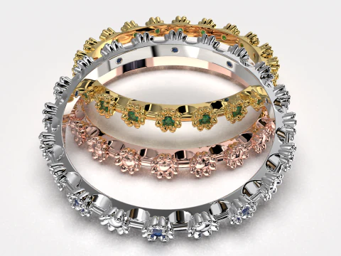 Printable wedding ring flower ring 6-10 US sizes 3D Print Model