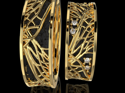 Jewelry wedding ring tree branch 6mm US 5-12 sizes Printable STL 3Dプリントモデル