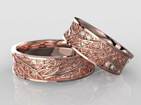 Jewelry wedding ring tree branch 6mm US 5-12 sizes Printable STL 3Dプリントモデル