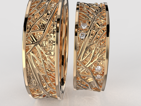 Jewelry wedding ring tree branch 6mm US 5-12 sizes Printable STL 3Dプリントモデル