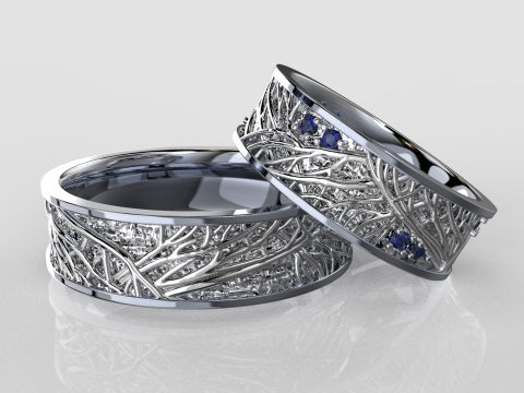 Jewelry wedding ring tree branch 6mm US 5-12 sizes Printable STL 3Dプリントモデル