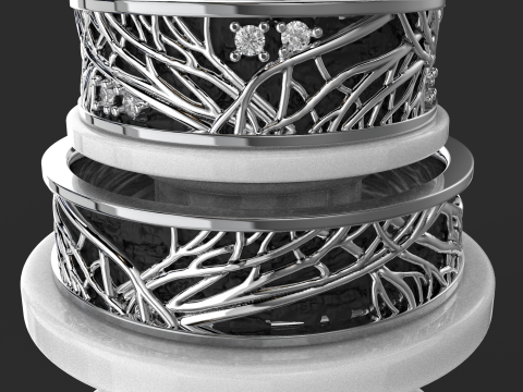Jewelry wedding ring tree branch 6mm US 5-12 sizes Printable STL 3Dプリントモデル