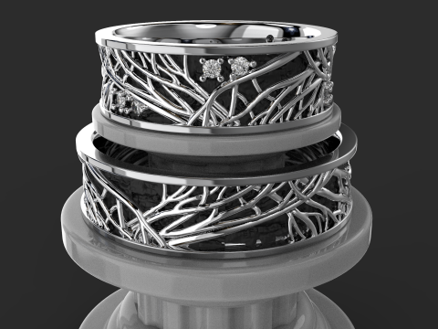 Jewelry wedding ring tree branch 6mm US 5-12 sizes Printable STL 3Dプリントモデル