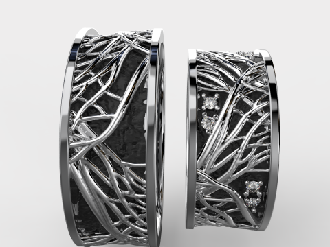 珠宝结婚戒指树枝 8 毫米美国 5-12 尺寸可打印 STL 3D 打印模型