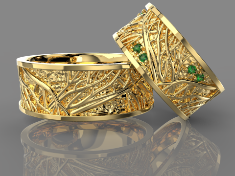 珠宝结婚戒指树枝 8 毫米美国 5-12 尺寸可打印 STL 3D 打印模型