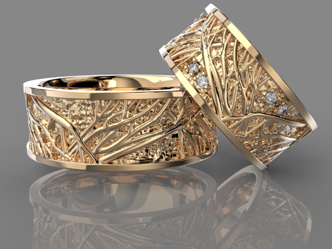 珠宝结婚戒指树枝 8 毫米美国 5-12 尺寸可打印 STL 3D 打印模型