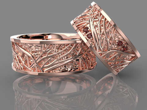 珠宝结婚戒指树枝 8 毫米美国 5-12 尺寸可打印 STL 3D 打印模型