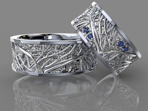 珠宝结婚戒指树枝 8 毫米美国 5-12 尺寸可打印 STL 3D 打印模型