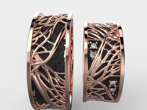 珠宝结婚戒指树枝 8 毫米美国 5-12 尺寸可打印 STL 3D 打印模型