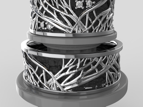 珠宝结婚戒指树枝 8 毫米美国 5-12 尺寸可打印 STL 3D 打印模型