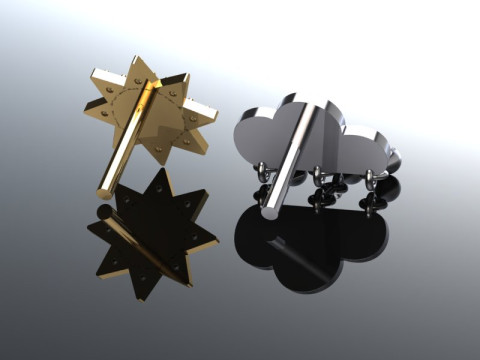 Jewelry Earring sun and crying cloud PRINTABLE STL Model Cetak 3D
