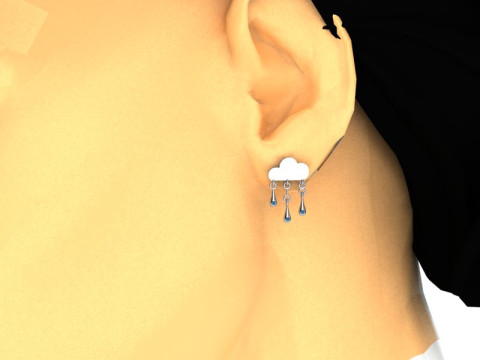 Jewelry Earring sun and crying cloud PRINTABLE STL Model Cetak 3D