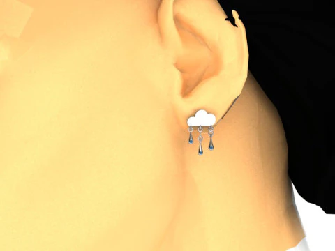 Jewelry Earring sun and crying cloud PRINTABLE STL 3D Print Model