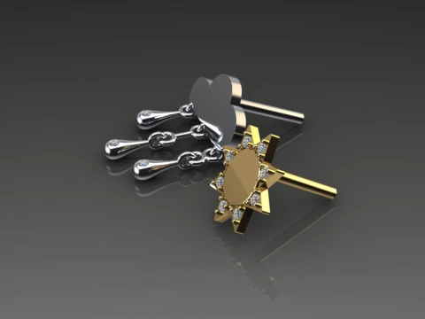 Jewelry Earring sun and crying cloud PRINTABLE STL 3D Print Model
