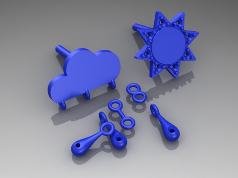 Jewelry Earring sun and crying cloud PRINTABLE STL Model Cetak 3D