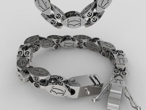 Jewelry Lock box and link 7mm chain or bracelet printable STL Modello di stampa 3D