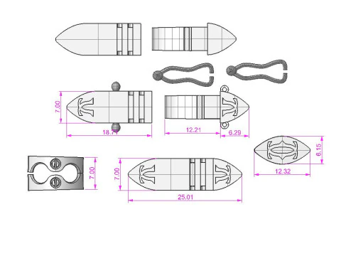 Коробочка для ювелирных изделий и звено 7 мм, цепочка или браслет STL для печати 3D Принт Модель