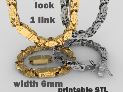 Jewelry Lock box and link 6mm printable STL 3Dプリントモデル