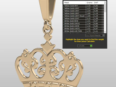 Jewelry pendant The Crown - Printable STL 3D Print Model