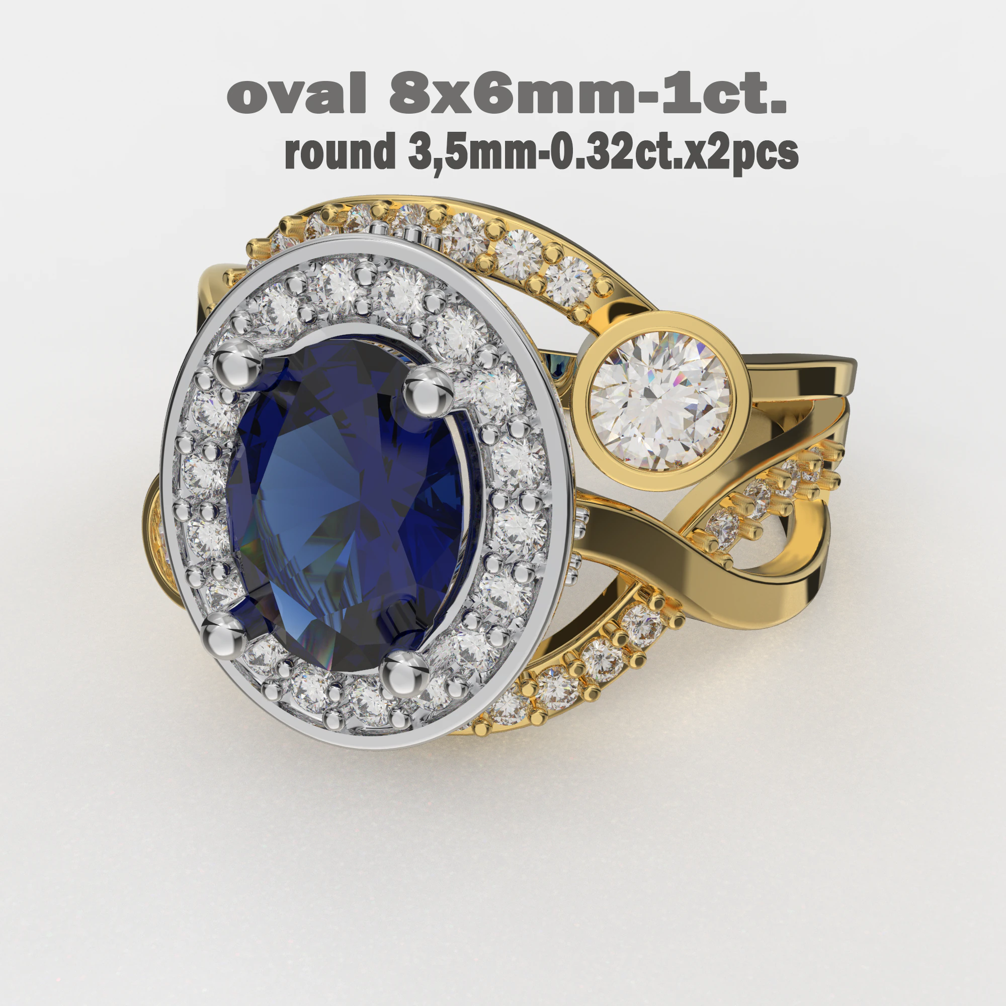 Bague vintage bijoux - ovale 1ct - STL imprimable Modèles 3D en vedette .c4d .max .obj .3ds .fbx .stl .blend 
