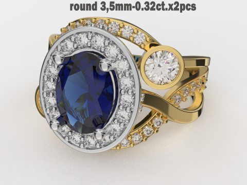 Jewelry vintage ring - oval 1ct - printable STL 3D Print Model