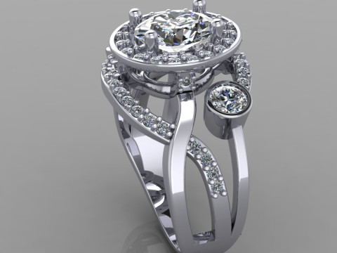 Jewelry vintage ring - oval 1ct - printable STL 3D Print Model