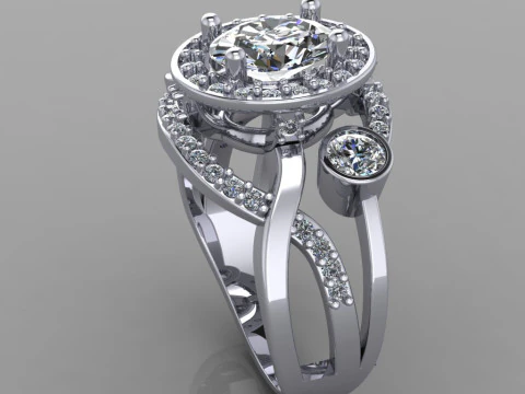 Bague vintage bijoux - ovale 1ct - STL imprimable Modèles 3D en vedette