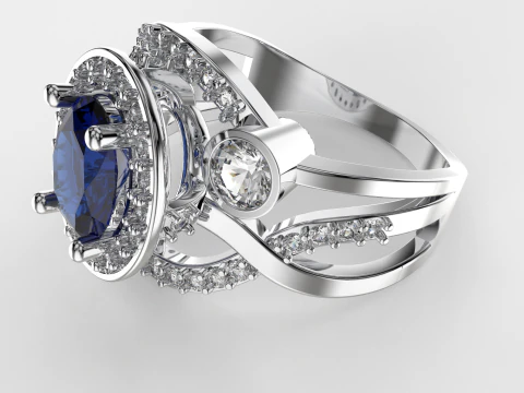 Bague vintage bijoux - ovale 1ct - STL imprimable Modèles 3D en vedette