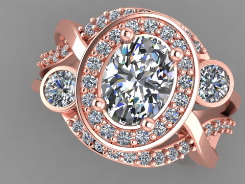 Jewelry vintage ring - oval 1ct - printable STL 3D Print Model