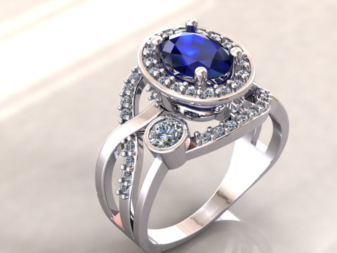 Jewelry vintage ring - oval 1ct - printable STL 3D Print Model