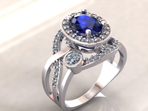 Bague vintage bijoux - ovale 1ct - STL imprimable Modèles 3D en vedette