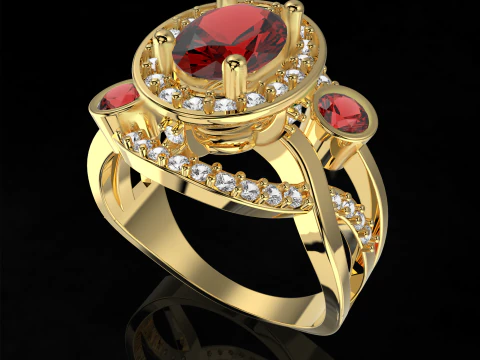 Bague vintage bijoux - ovale 1ct - STL imprimable Modèles 3D en vedette