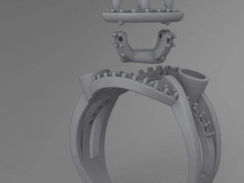 Bague vintage bijoux - ovale 1ct - STL imprimable Modèles 3D en vedette