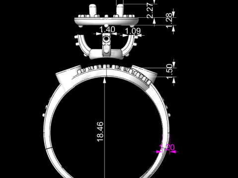 Jewelry vintage ring - oval 1ct - printable STL 3D Print Model