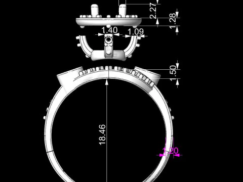 Bague vintage bijoux - ovale 1ct - STL imprimable Modèles 3D en vedette