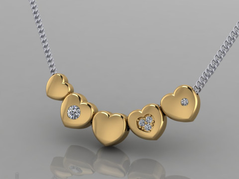 MÜCEVHER Kolye Kolye - 5 çeşit kalp Yazdırılabilir STL 3D Baskı Modeli